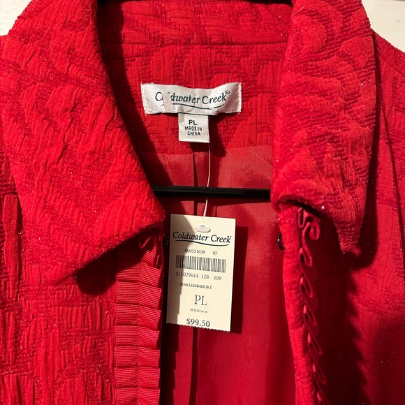 Coldwater Creek RED NWT Fabric Jacket P Large - Picture 3 of 12